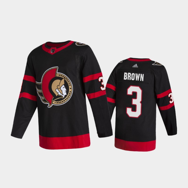 Men's Ottawa Senators #3 Josh Brown Stitched adidas Home Black Player Jersey Stitched