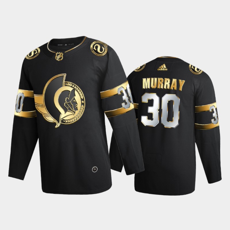 Men's Ottawa Senators #30 Matt Murray Adidas Black Golden Limited Edition Jersey Stitched