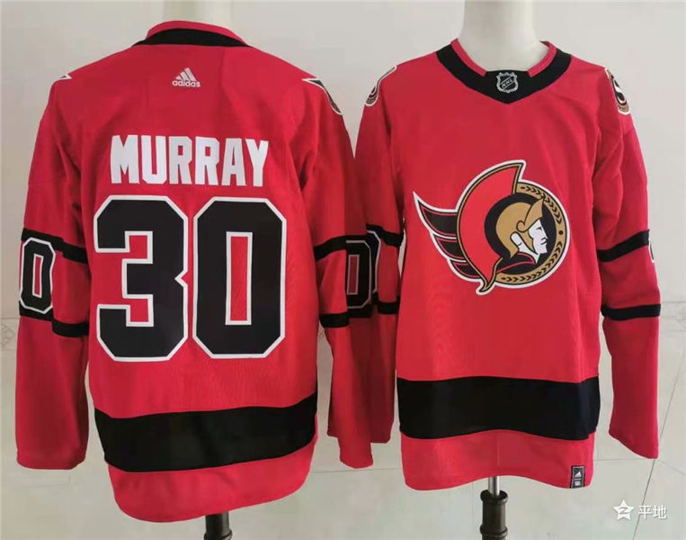 Men's Ottawa Senators #30 Matt Murray Stitched adidas Red 2021 Reverse Retro Authentic Jersey Stitched