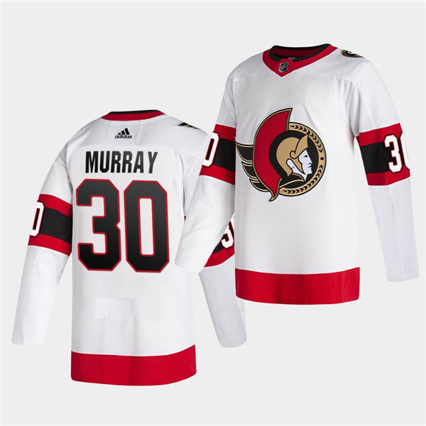 Men's Ottawa Senators #30 Matt Murray White Red Away Adidas Jersey Stitched