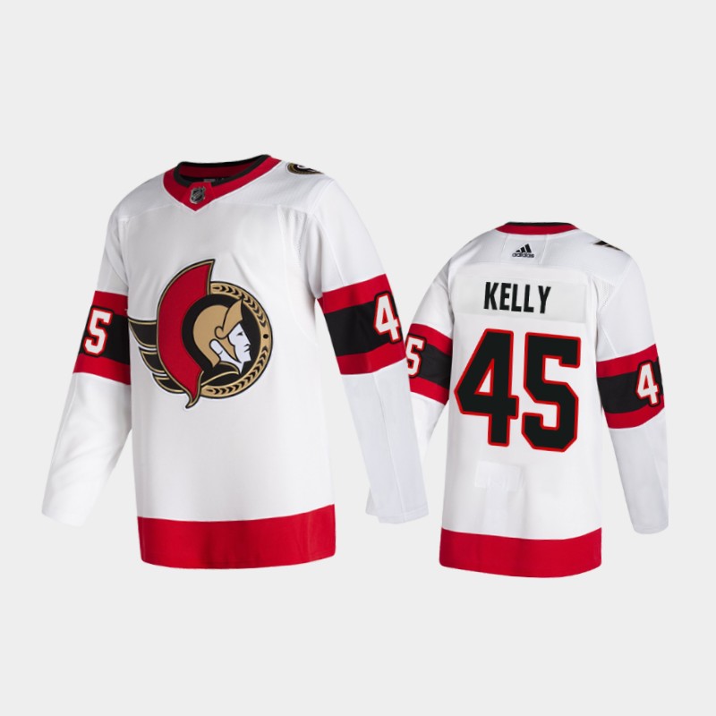 Men's Ottawa Senators #45 Parker Kelly Adidas 2020-21 White Red Away Player Jersey Stitched