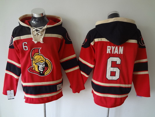 Men's Ottawa Senators #6 Bobby Ryan Old Time Hockey Red Hoodie Stitched