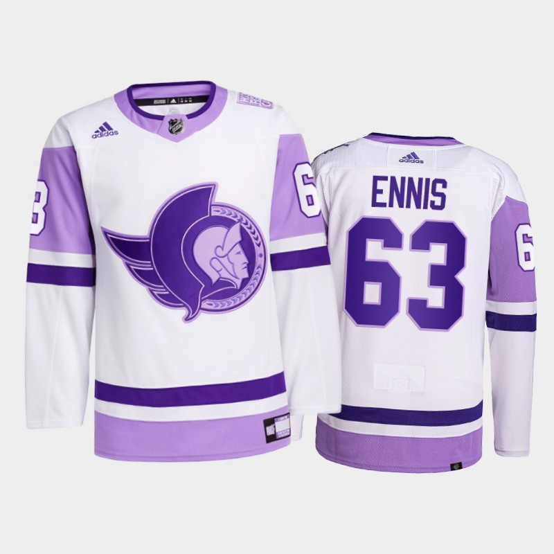 Men's Ottawa Senators #63 Tyler Ennis 2021 White Primegreen Hockey Fights Cancer Jersey Stitched