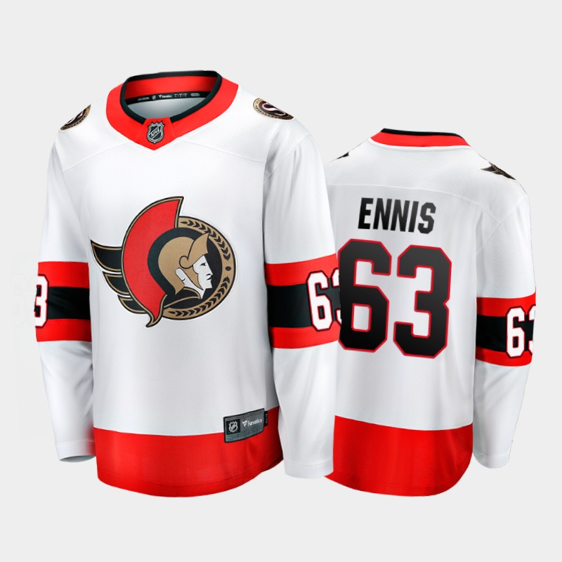 Men's Ottawa Senators #63 Tyler Ennis Adidas 2020-21 White Red Away Player Jersey Stitched