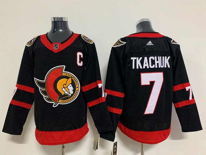 Men's Ottawa Senators #7 Brady Tkachuk adidas Black Home Jersey Stitched