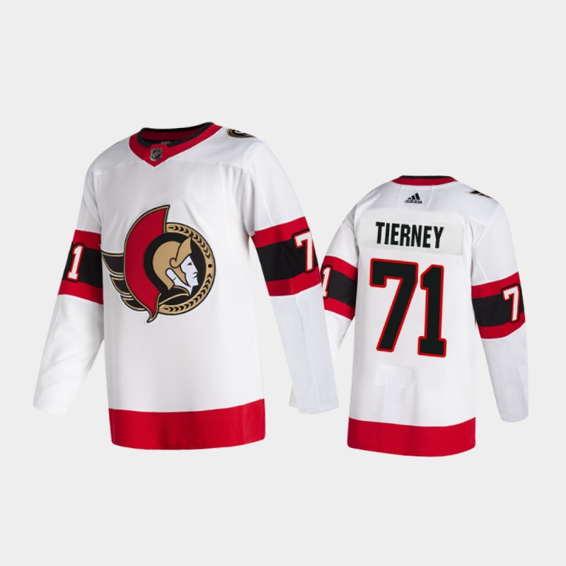 Men's Ottawa Senators #71 Chris Tierney Adidas 2020-21 White Red Away Player Jersey Stitched