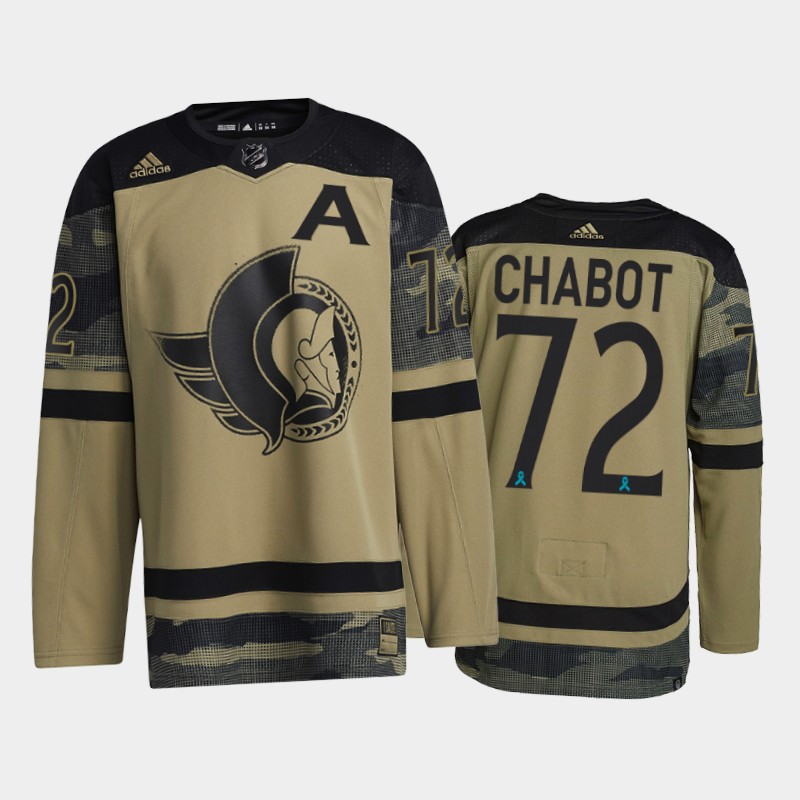Men's Ottawa Senators #72 Thomas Chabot Camo Canadian Armed Force 2021 CAF Night Jersey Stitched