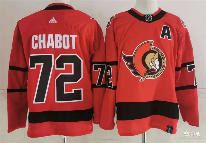 Men's Ottawa Senators #72 Thomas Chabot Stitched adidas Red 2021 Reverse Retro Authentic Jersey Stitched