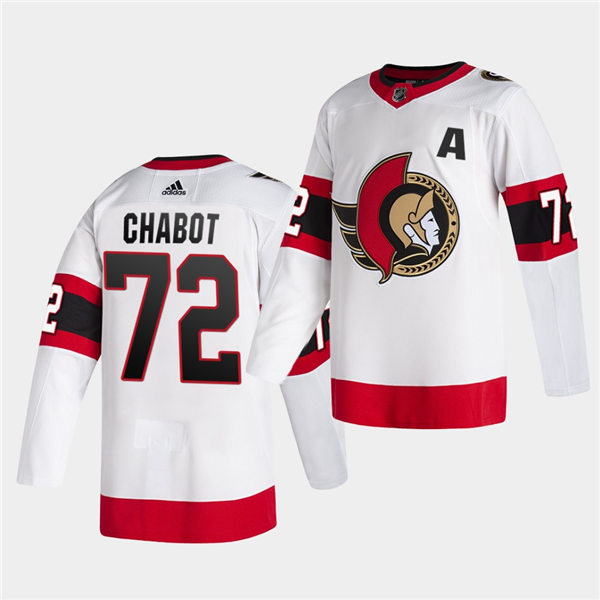 Men's Ottawa Senators #72 Thomas Chabot White Red Away Adidas Jersey Stitched