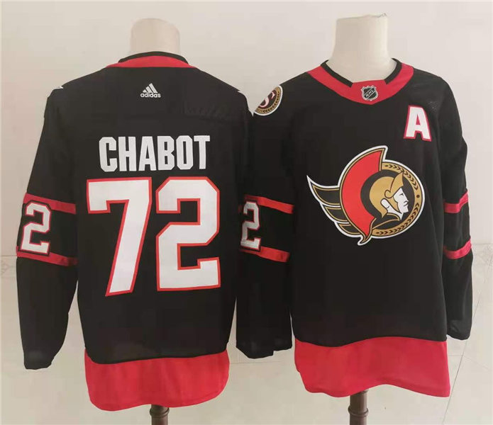 Men's Ottawa Senators #72 Thomas Chabot adidas Black Home Jersey Stitched