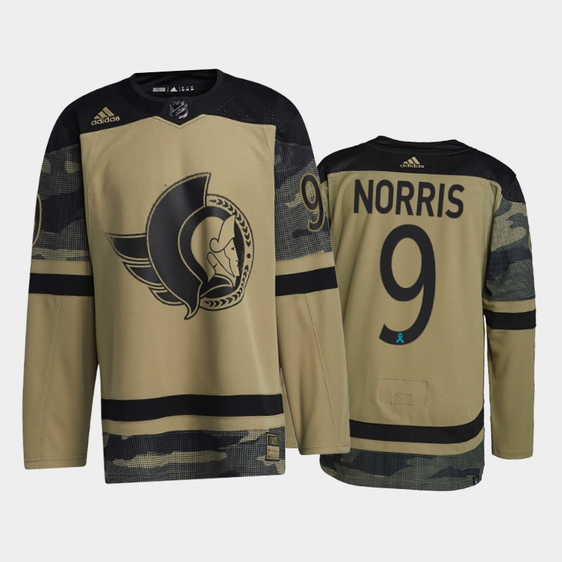 Men's Ottawa Senators #9 Josh Norris Camo Canadian Armed Force 2021 CAF Night Jersey Stitched
