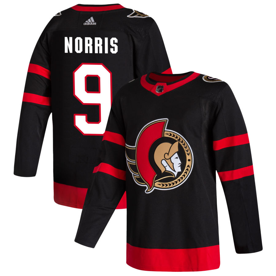 Men's Ottawa Senators #9 Josh Norris adidas Black Home Jersey Stitched