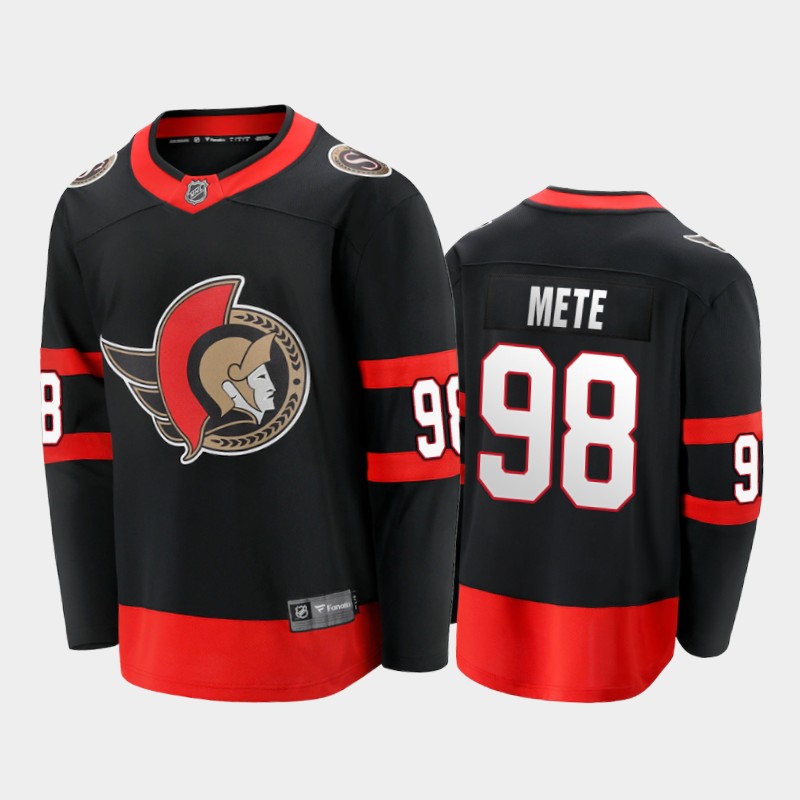 Men's Ottawa Senators #98 Victor Mete Stitched adidas Home Black Player Jersey Stitched