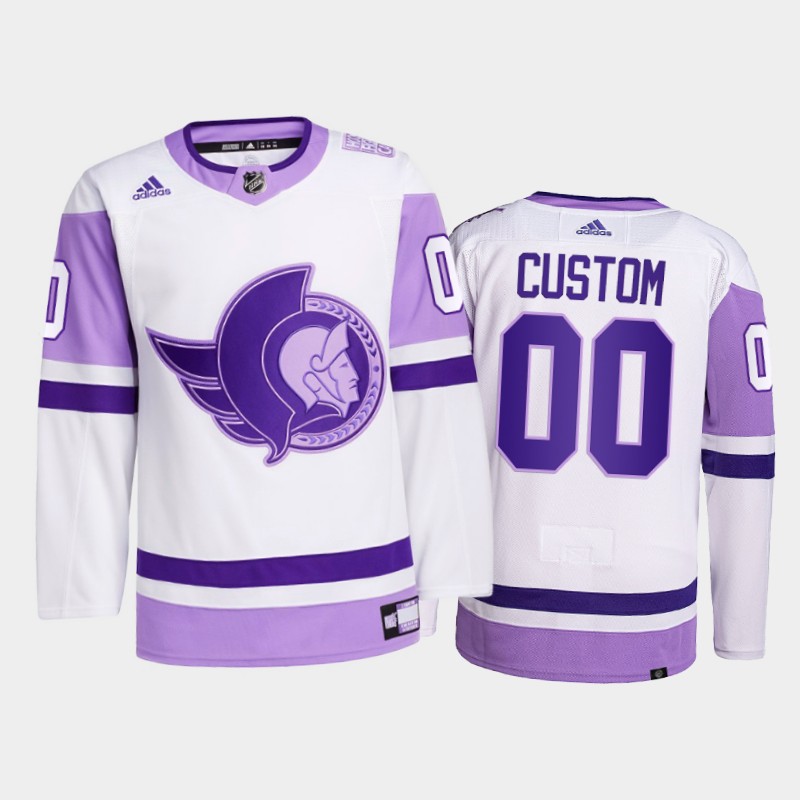 Men's Ottawa Senators Custom 2021 White Primegreen Hockey Fights Cancer Jersey Stitched