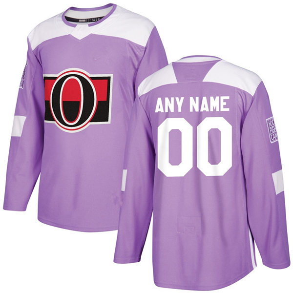 Men's Ottawa Senators Custom Purple Hockey Fights Cancer NHL Jersey Stitched