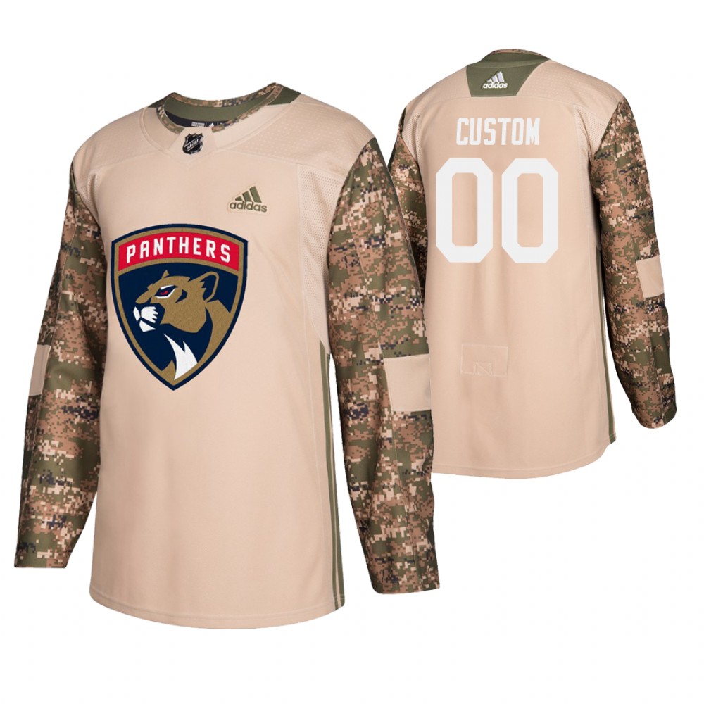 Men's Panthers #00 Custom Veterans Day Jersey - Camo
