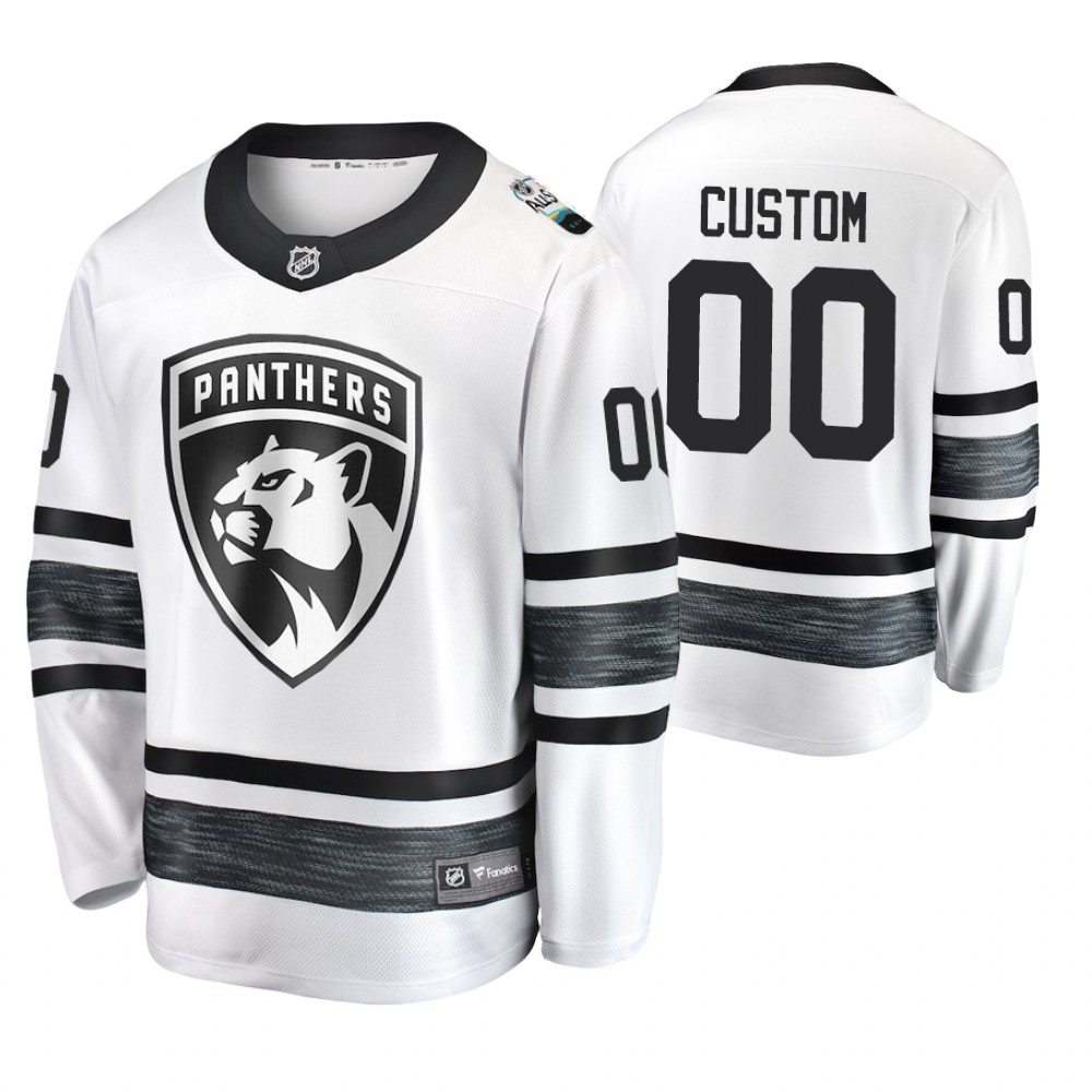 Men's Panthers #00 Custom White 2019 NHL All-Star Jersey
