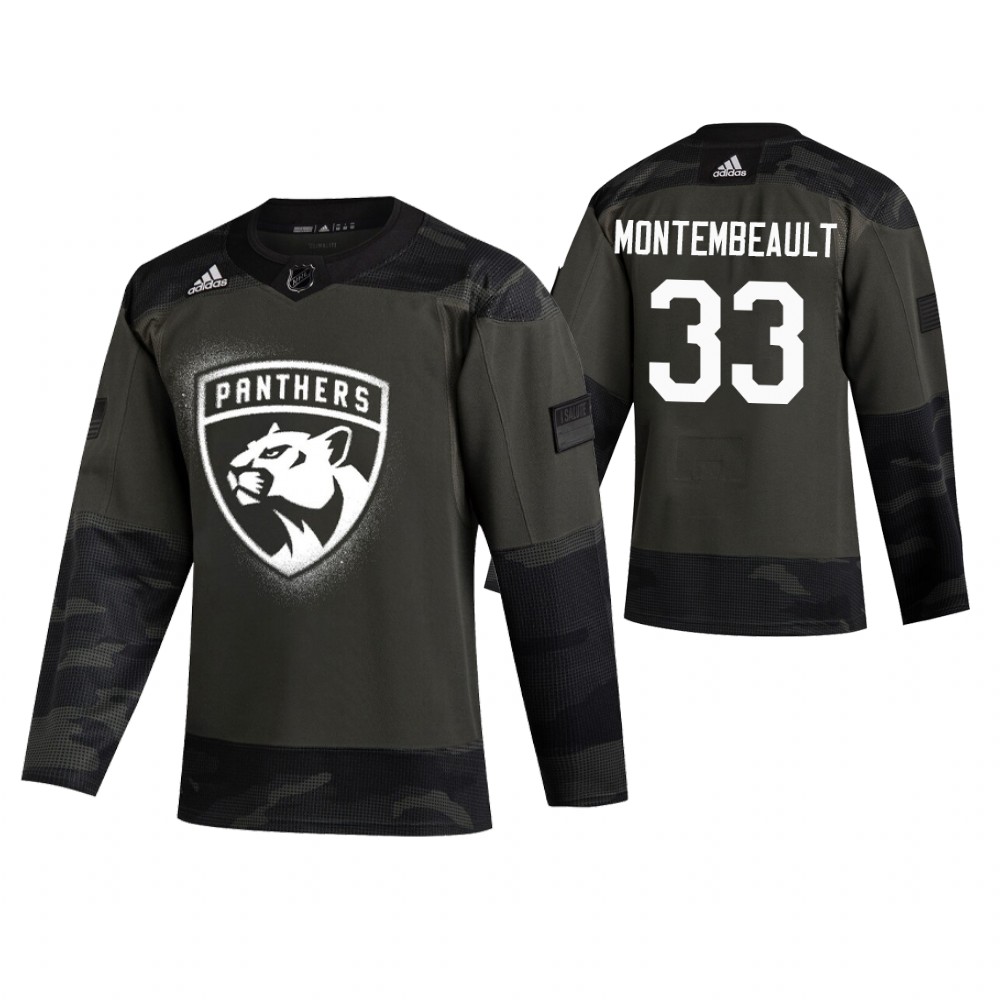 Men's Panthers #33 Sam Montembeault Authentic 2019 Veterans Day Jersey Camo