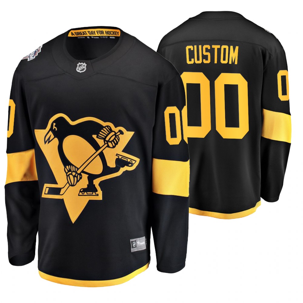 Men's Penguins #00 Custom Black 2019 Stadium Series Breakaway Fanatics Branded Jersey
