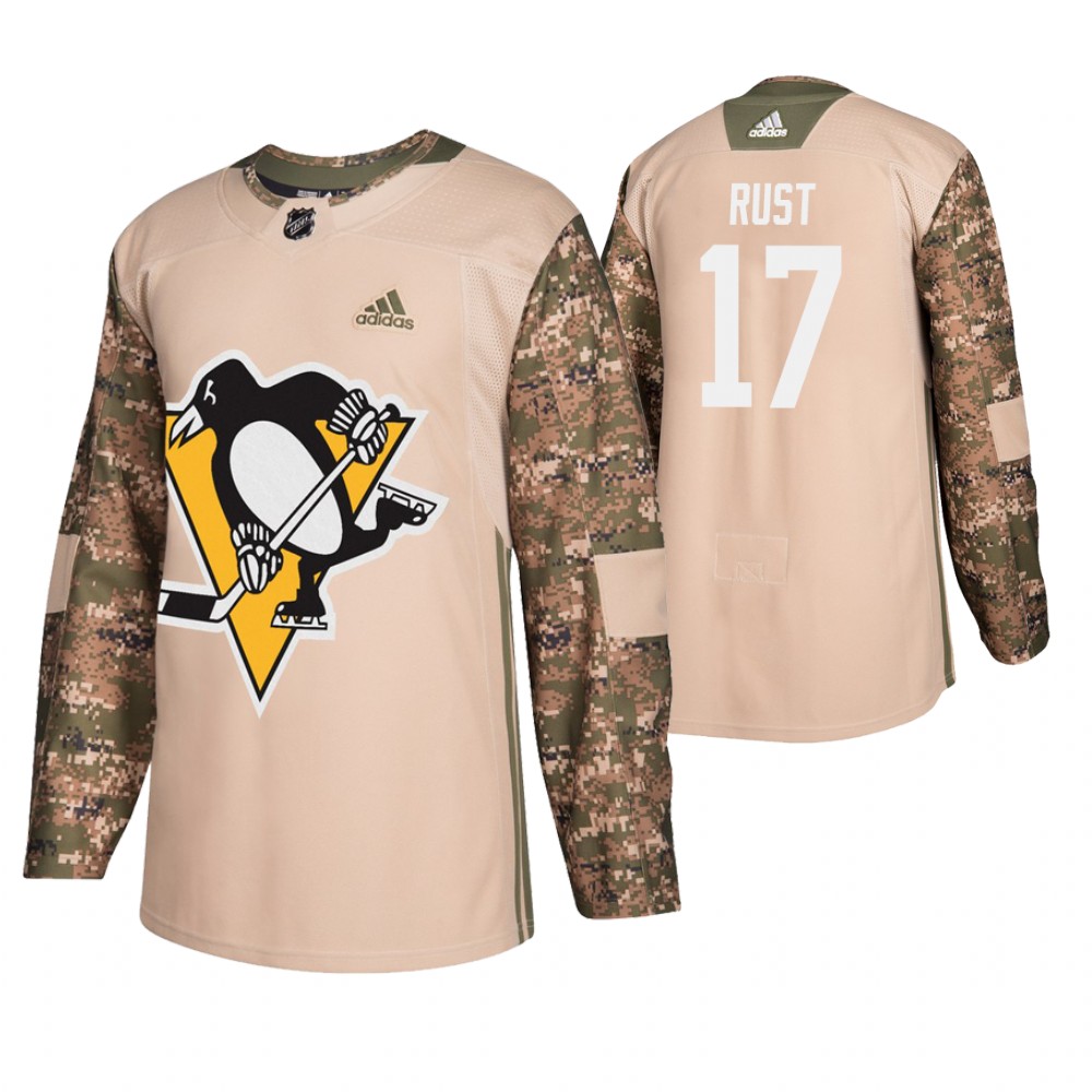 Men's Penguins #17 Bryan Rust Veterans Day Jersey - Camo