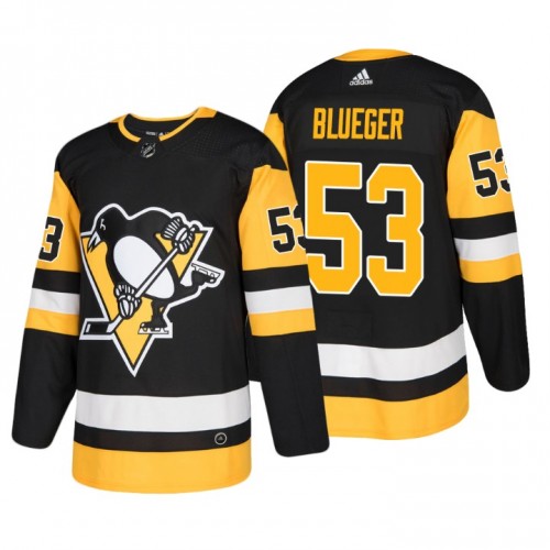 Men's Penguins #53 Teddy Blueger black Authentic Stitched Hockey Jersey