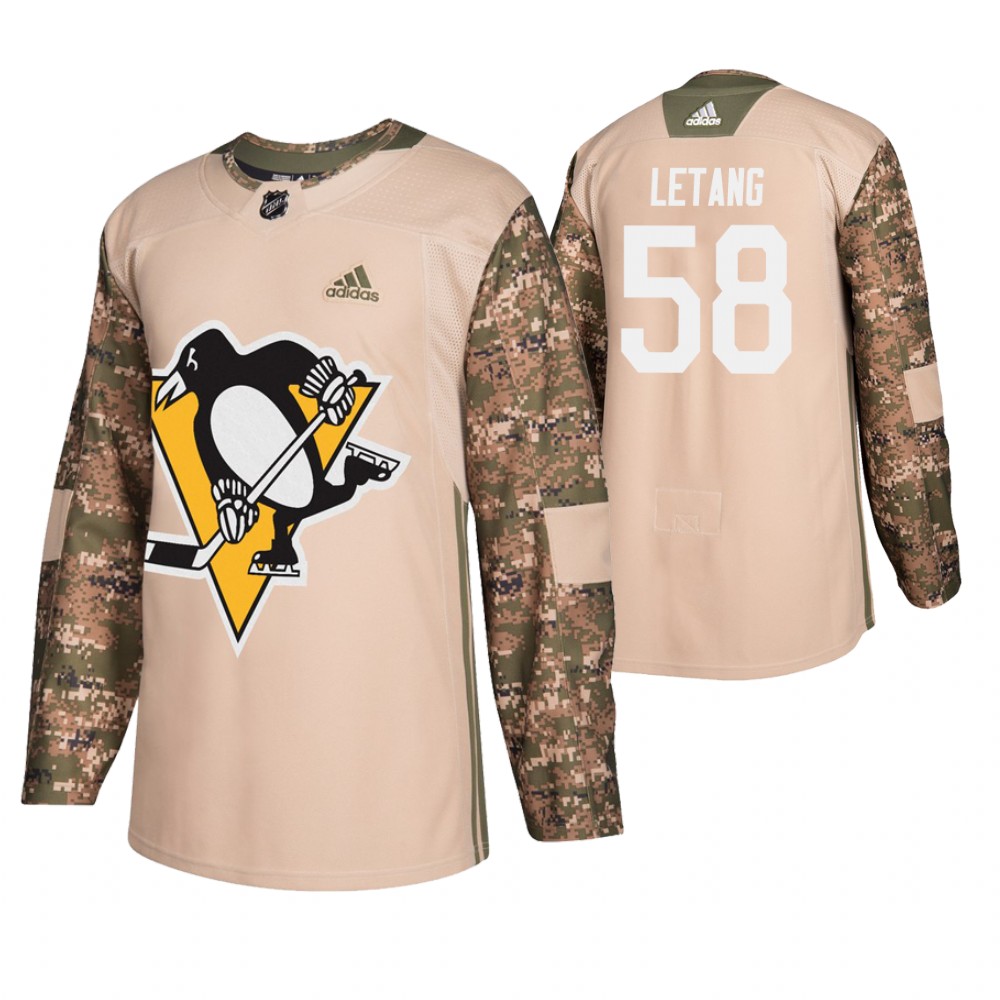 Men's Penguins #58 Kris Letang Veterans Day Jersey - Camo