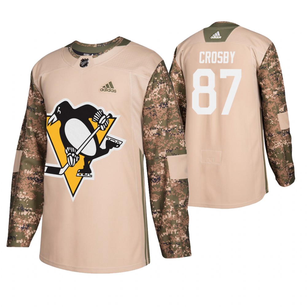 Men's Penguins #87 Sidney Crosby Veterans Day Jersey - Camo