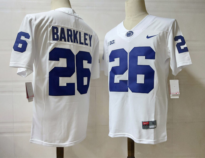 Men's Penn State Nittany Lions #26 Saquon Barkley Nike White with Name College Football Jersey