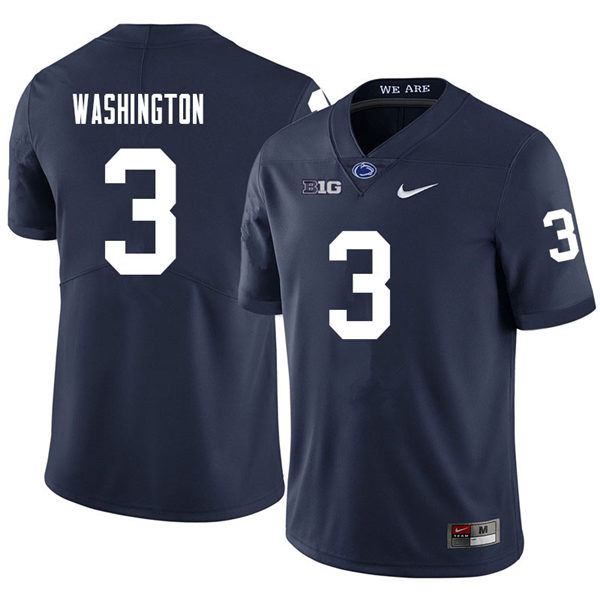 Men's Penn State Nittany Lions #3 Parker Washington Nike Navy with Name College Football Jersey
