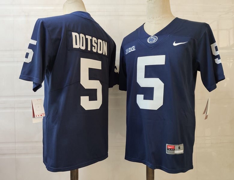 Men's Penn State Nittany Lions #5 Jahan Dotson Nike Navy with Name College Football Jersey