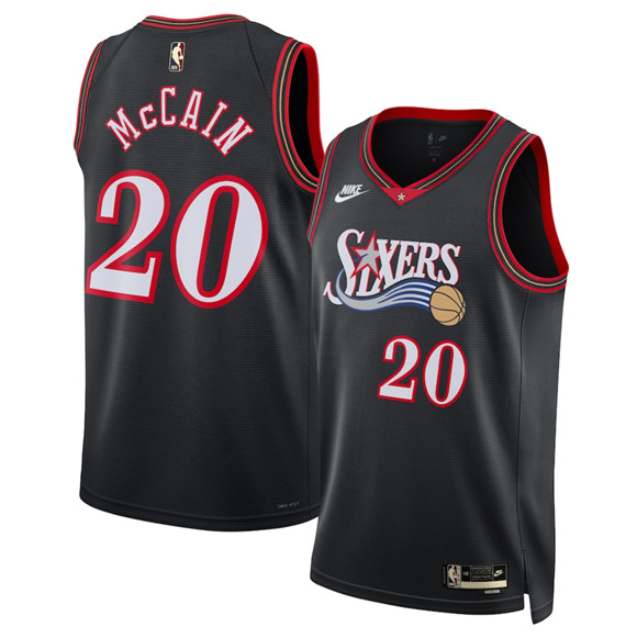 Men's Philadelphia 76ers #20 Jared McCain Jared McCain Black 2025 Classic Edition Stitched Jersey