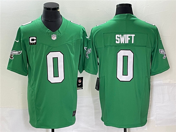 Men's Philadelphia Eagles #0 Da??andre Swift Green 2023 F.U.S.E. With C Patch Vapor Untouchable Stitched Football Jersey