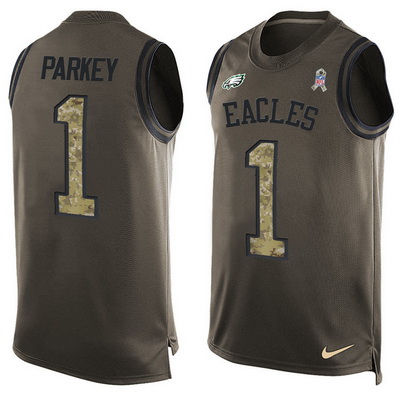 Men's Philadelphia Eagles #1 Cody Parkey Green Salute to Service Hot Pressing Player Name & Number Nike NFL Tank Top Jersey