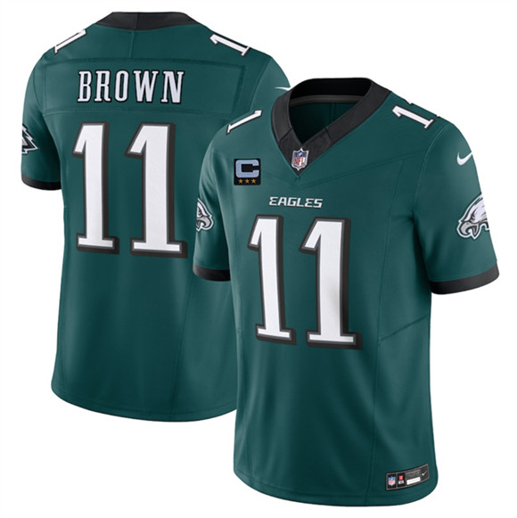 Men's Philadelphia Eagles #11 A.J. Brown Green 2025 F.U.S.E. With 3-Star C Patch Vapor Untouchable Limited Football Stitched Jersey