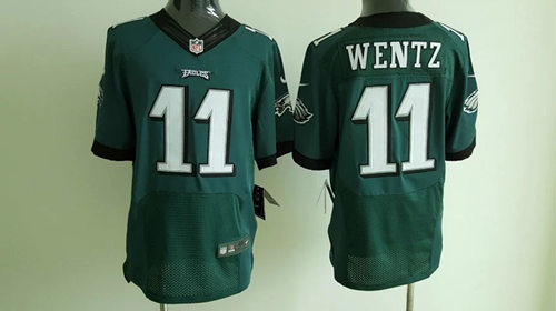 Men's Philadelphia Eagles #11 Carson Wentz Nike Green Elite 2016 Draft Pick Jersey