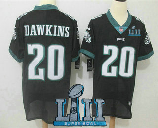 Men's Philadelphia Eagles #20 Brian Dawkins Black 2018 Super Bowl Patch Vapor Untouchable Stitched NFL Nike Elite Jersey