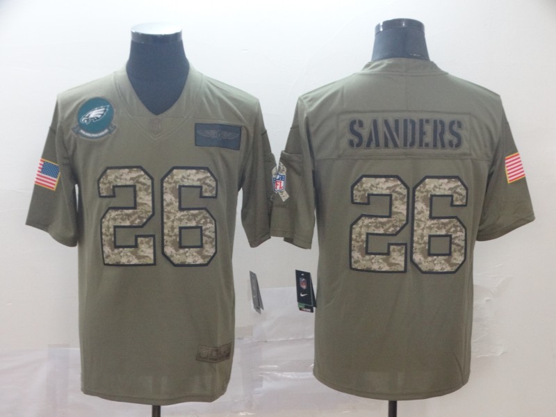 Men's Philadelphia Eagles #26 Miles Sanders 2019 Olive Camo Salute to Service Limited Jersey