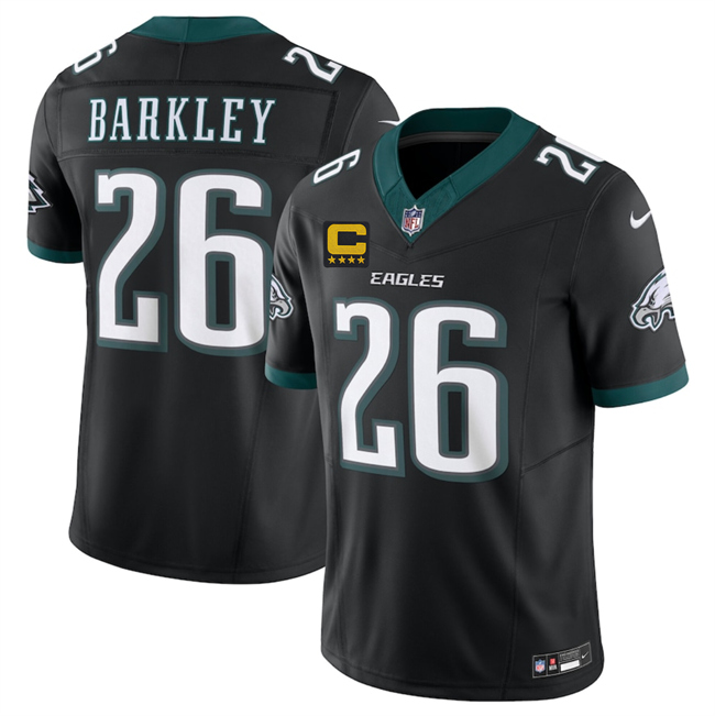 Men's Philadelphia Eagles #26 Saquon Barkley Black 2025 F.U.S.E. With 4-Star C Patch Vapor Untouchable Limited Throwback Stitched Football Jersey