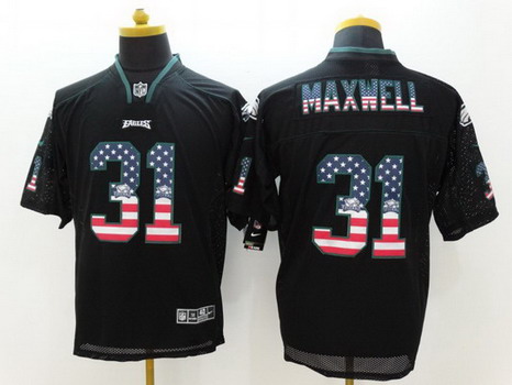 Men's Philadelphia Eagles #31 Byron Maxwell Black USA Flag Fashion NFL Nike Elite Jersey