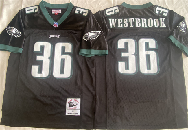 Men's Philadelphia Eagles #36 Brian Westbrook Black Throwback Stitched Football Jersey