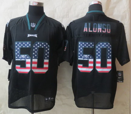 Men's Philadelphia Eagles #50 Kiko Alonso 2014 Nike USA Flag Fashion Black Elite Jersey