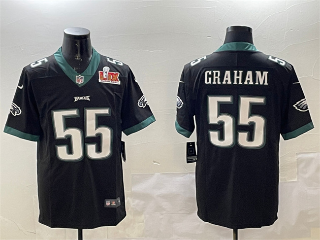 Men's Philadelphia Eagles #55 Brandon Graham Black 2025 Super Bowl LIX Patch Vapor Untouchable Limited Football Stitched Jersey