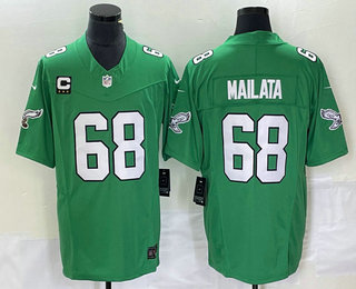 Men's Philadelphia Eagles #68 Jordan Mailata Green C Patch 2023 FUSE Vapor Limited Throwback Stitched Jersey - ??ˉ???