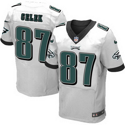 Men's Philadelphia Eagles #87 Brent Celek 2014 White Nik Elite Jersey