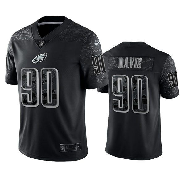 Men's Philadelphia Eagles #90 Jordan Davis Black Rflctv Limited Jersey