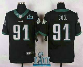 Men's Philadelphia Eagles #91 Fletcher Cox Black 2018 Super Bowl LII Patch Alternate NFL Nike Elite Jersey