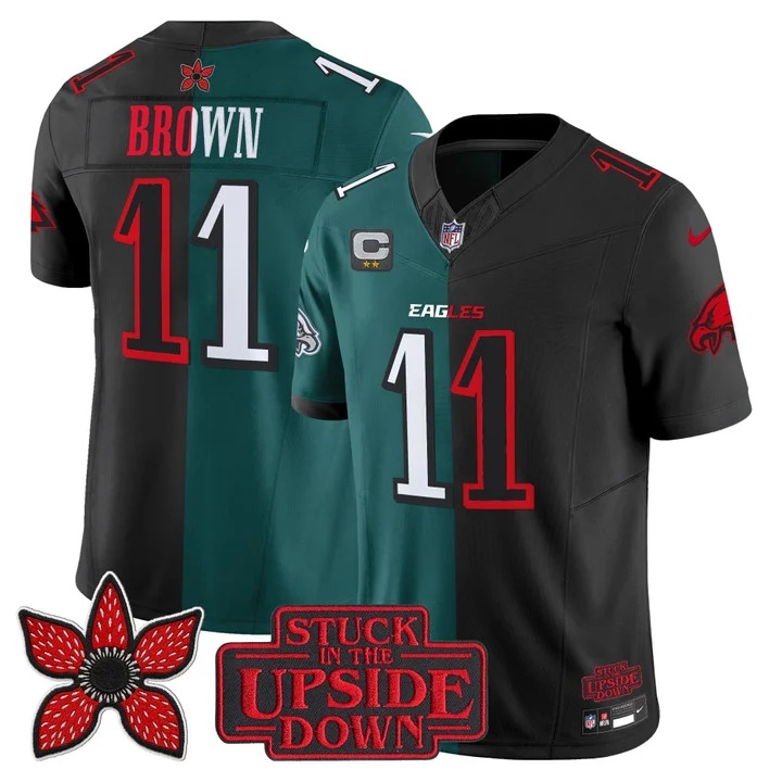 Men's Philadelphia Eagles 'Upside Down Edition' Vapor Limited Jersey - All Stitched A.J. Brown   11