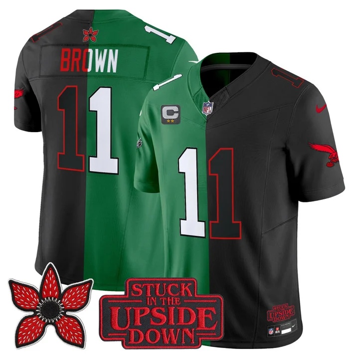 Men's Philadelphia Eagles 'Upside Down Edition' Vapor Limited Jersey - All Stitched A.J. Brown  11