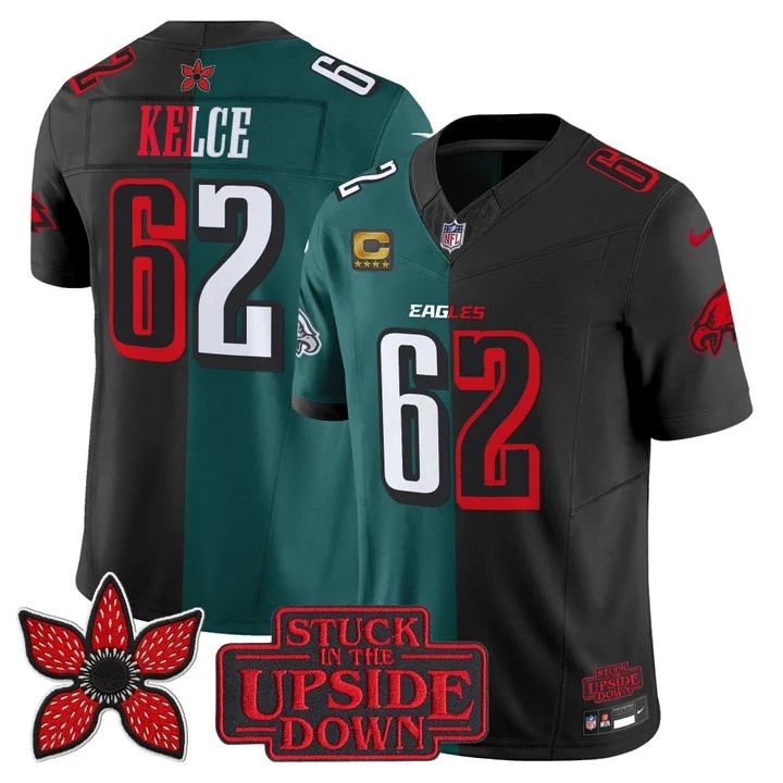 Men's Philadelphia Eagles 'Upside Down Edition' Vapor Limited Jersey - All Stitched Jason Kelce   62