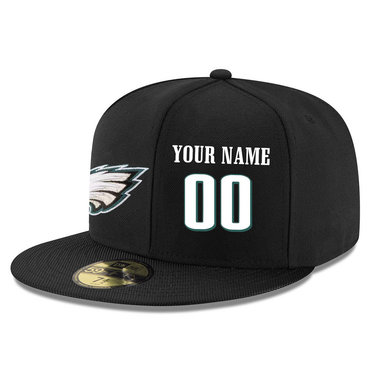 Men's Philadelphia Eagles Black Color Snapback Custom Hat (Stitched any name&number)